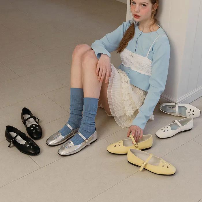 Flora 플로라 스퀘어토 플라워 메리제인 플랫_4color