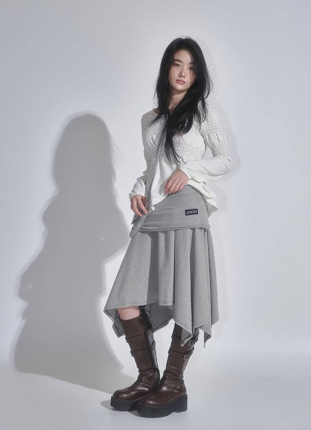 애즈온 LENA UNBALANCE SKIRT / GRAY - 위시버킷