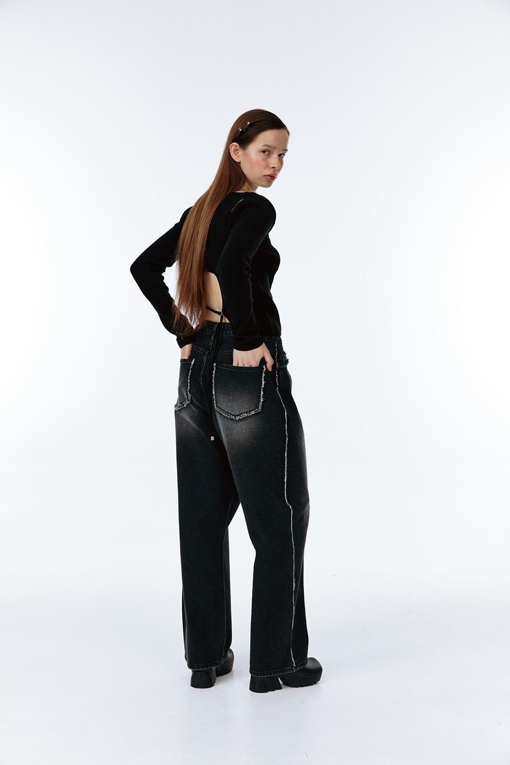 DAMAGE WASHING DENIM PANTS [BLACK][3/1 순차배송]