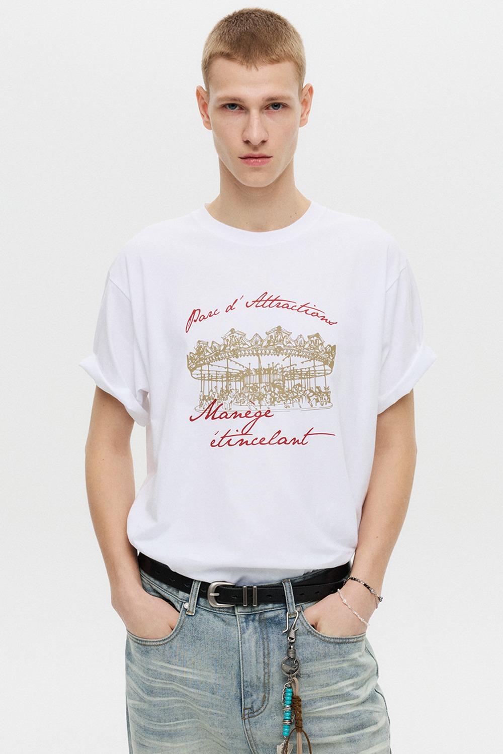 캐러셀 하프 슬리브 화이트