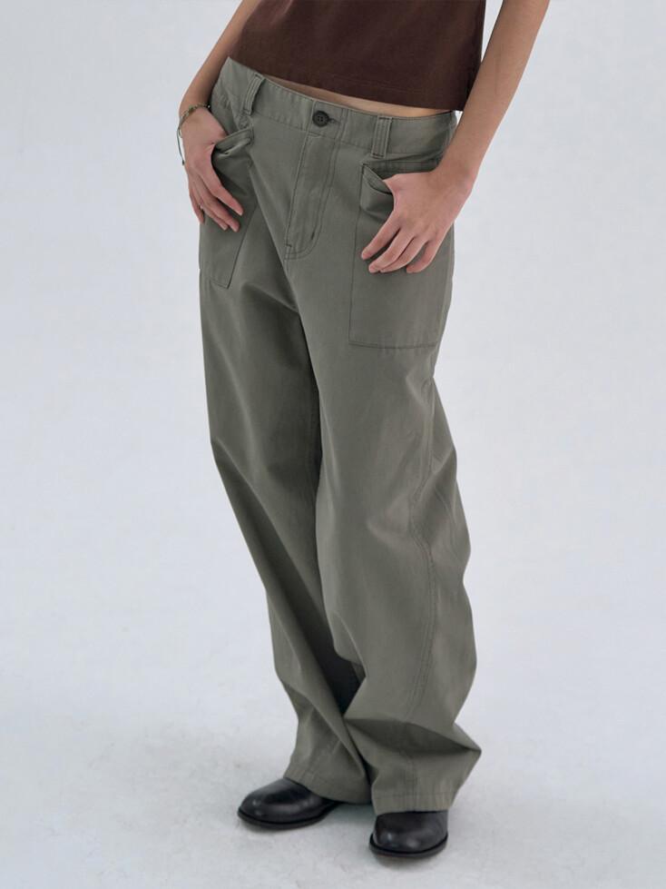 Washed Stripe Pants Ash Khaki