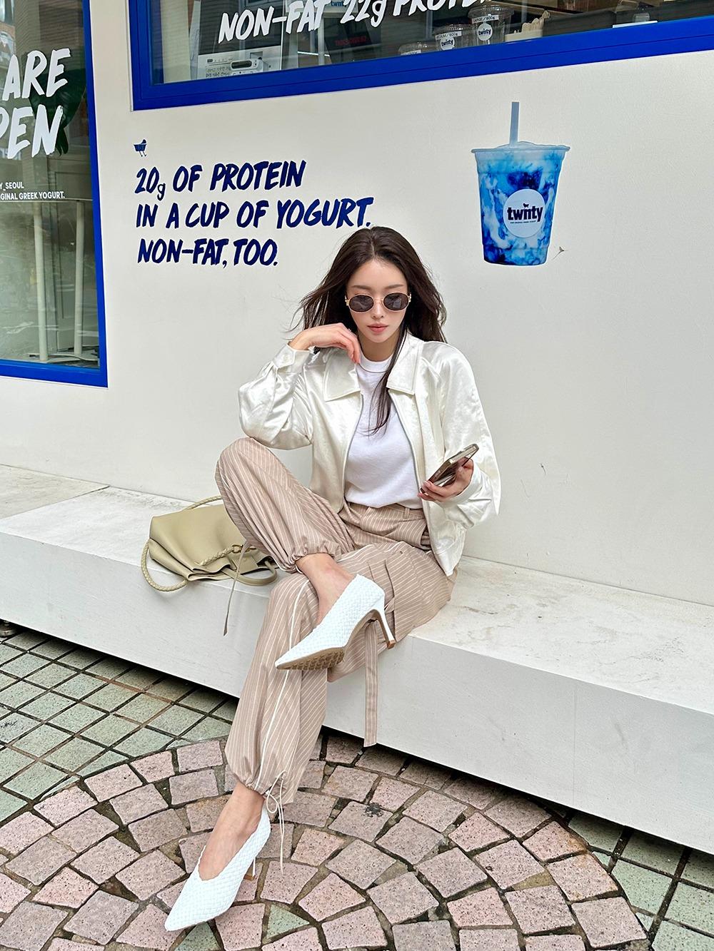 새틴 블루종 재킷