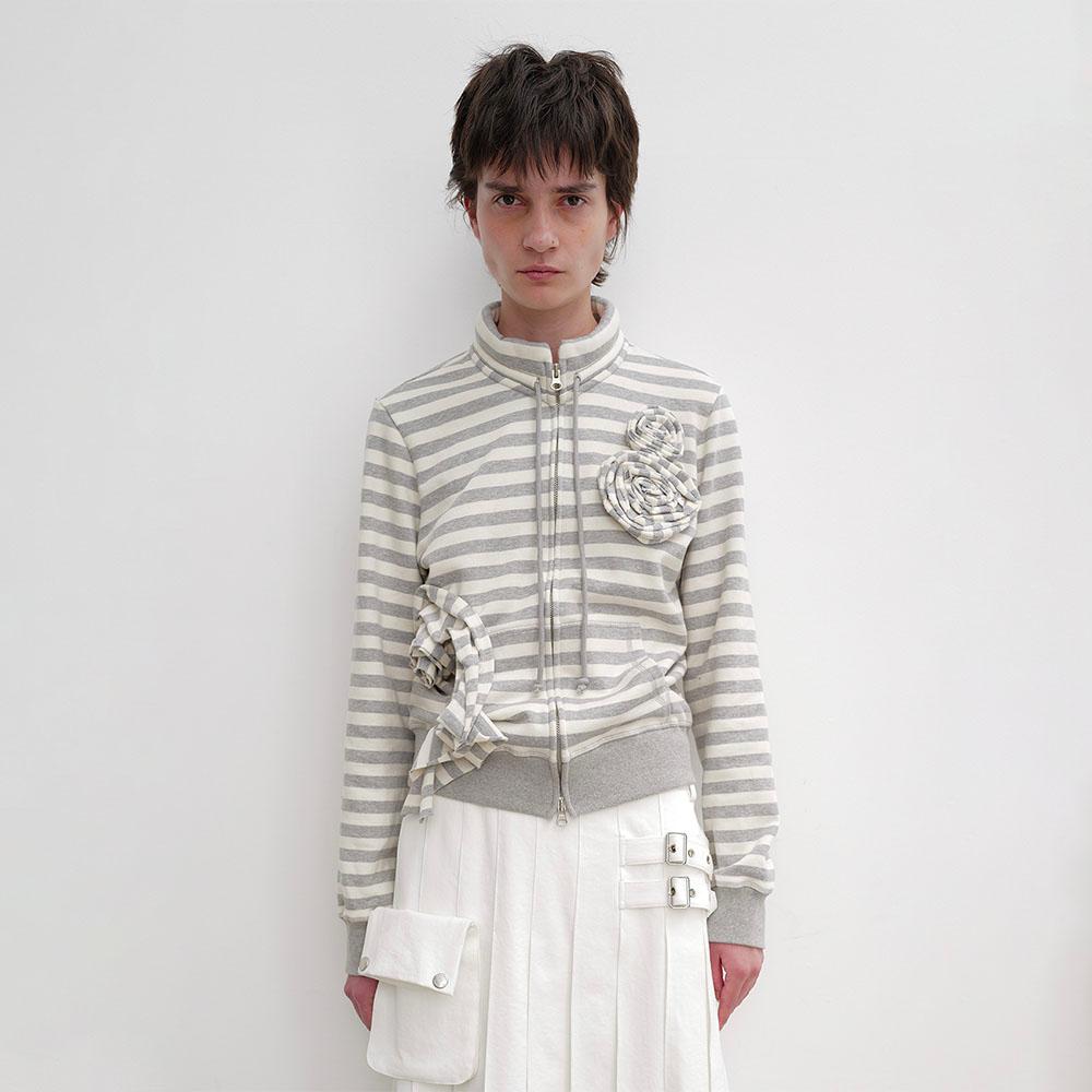 APPLIQUE ZIPUP JACKET (GRAY)
