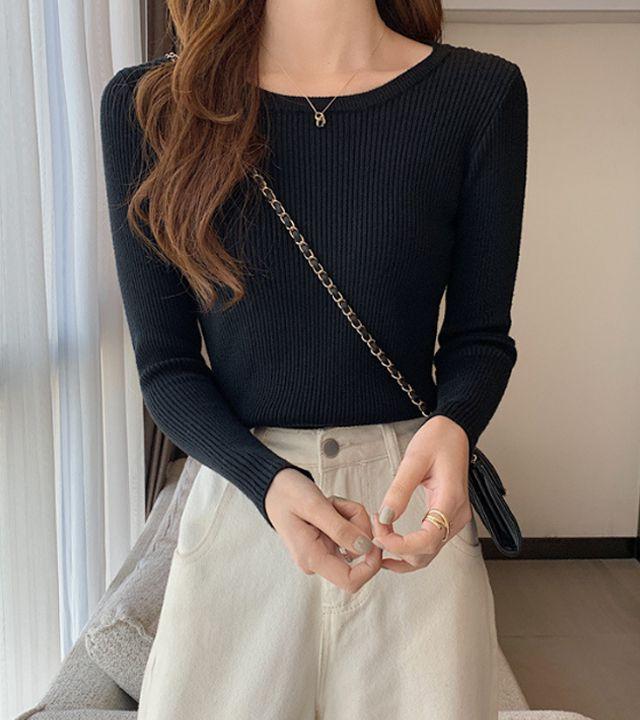 [당일출고]1+1 수엠W 기본 레이어드 슬림 긴팔 니트 S166 로블리골지R