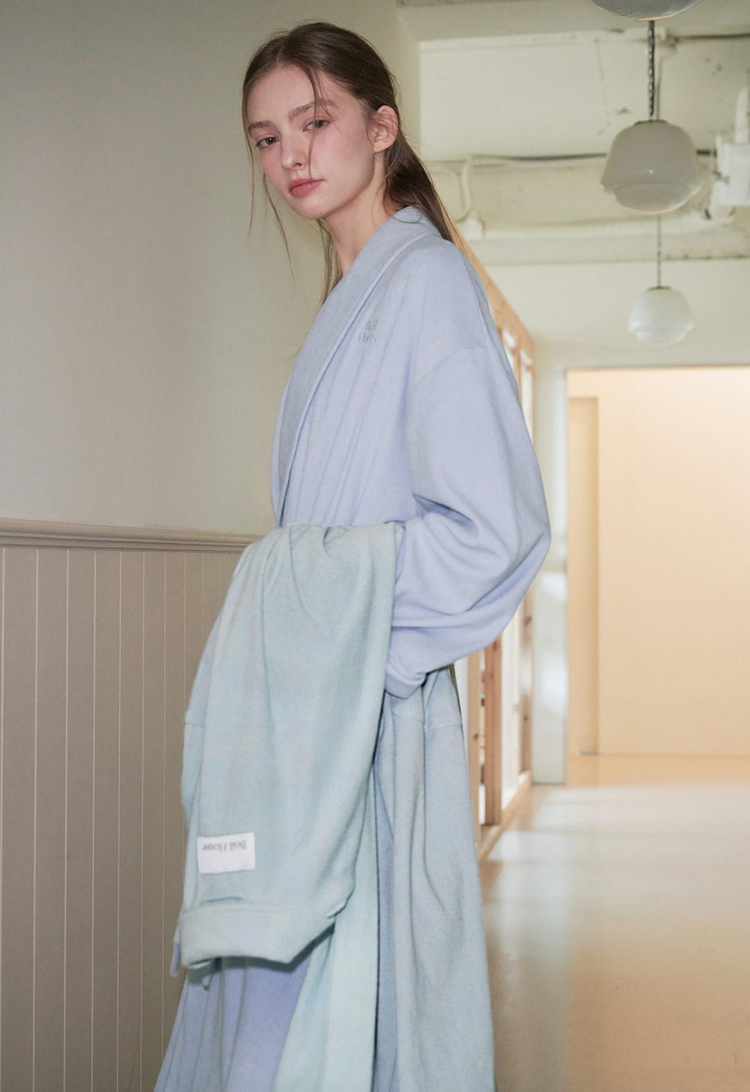 Terry Shawl Collar Robe Gown (blue)