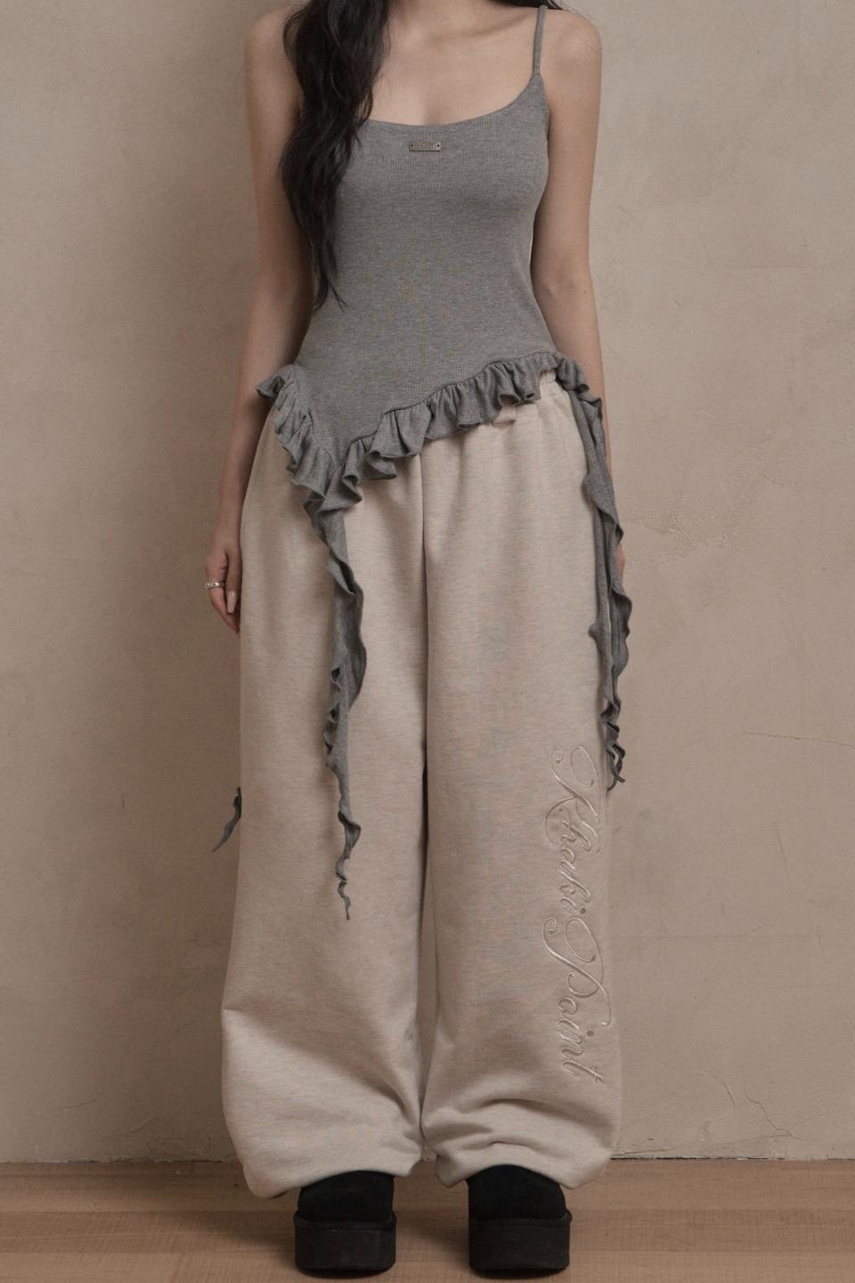 Lettering Jogger Pants (oatmeal)