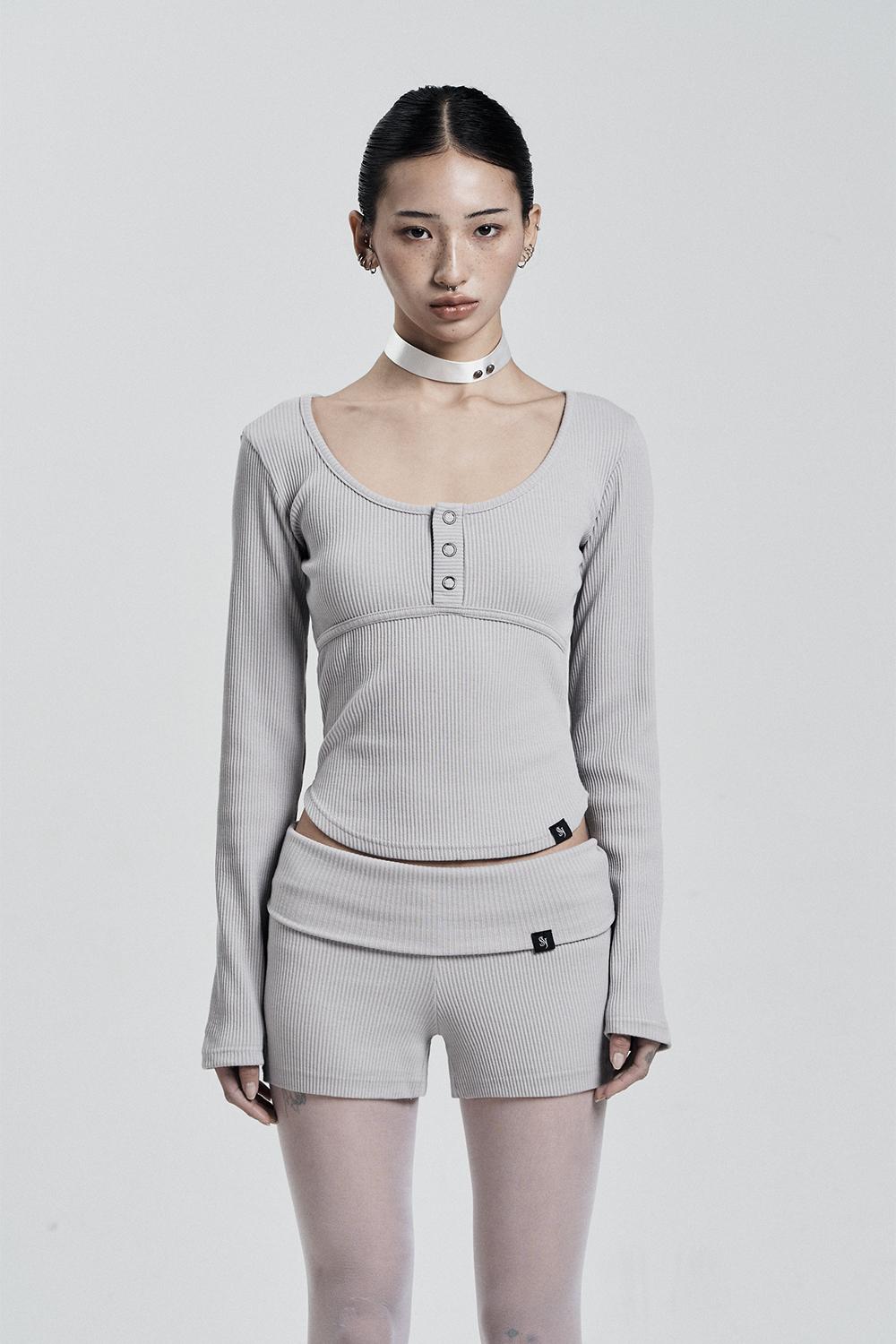 LINE BUTTON LONG SLEEVE GRAY