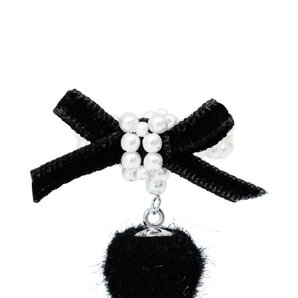 Knotted Velvet Beads Ring (Black)