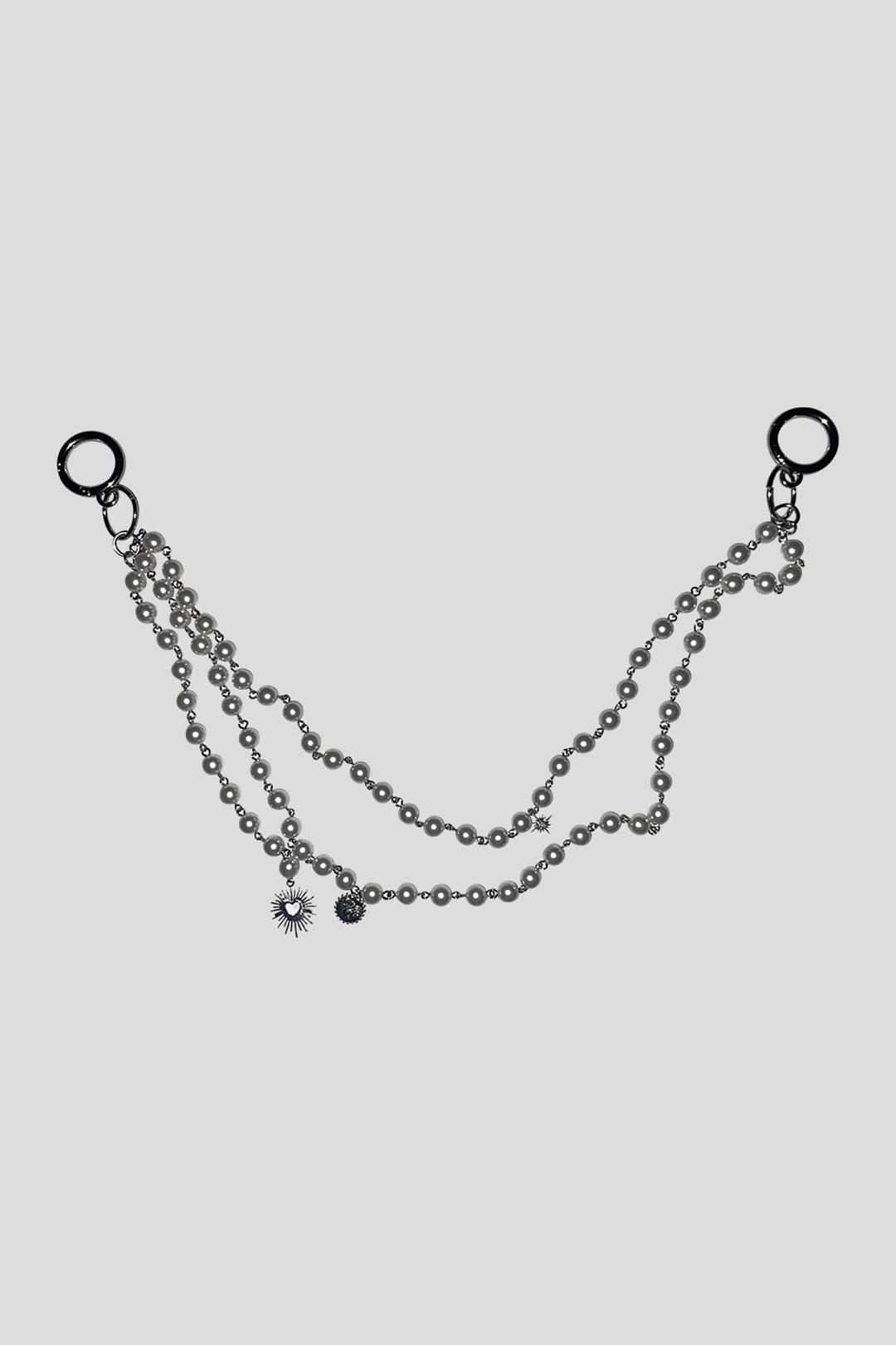 Pearl heart cahin - silver