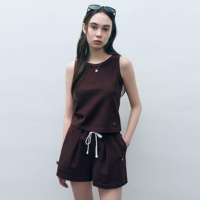 와플 라운드넥 슬리브리스 브라운 MDTS074BROWN