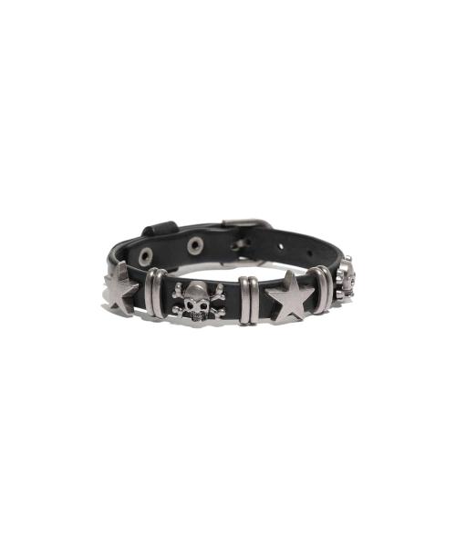 SKULL LEATHER BRACELET_BLACK(NG2EFUAB81A)