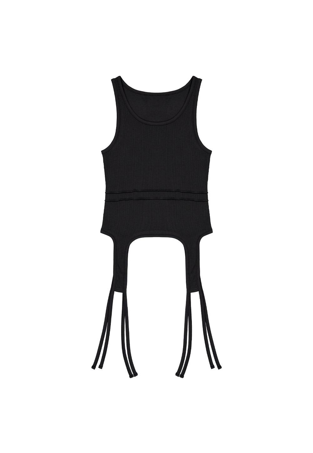 Drawstring Hem Sleeveless - BLACK