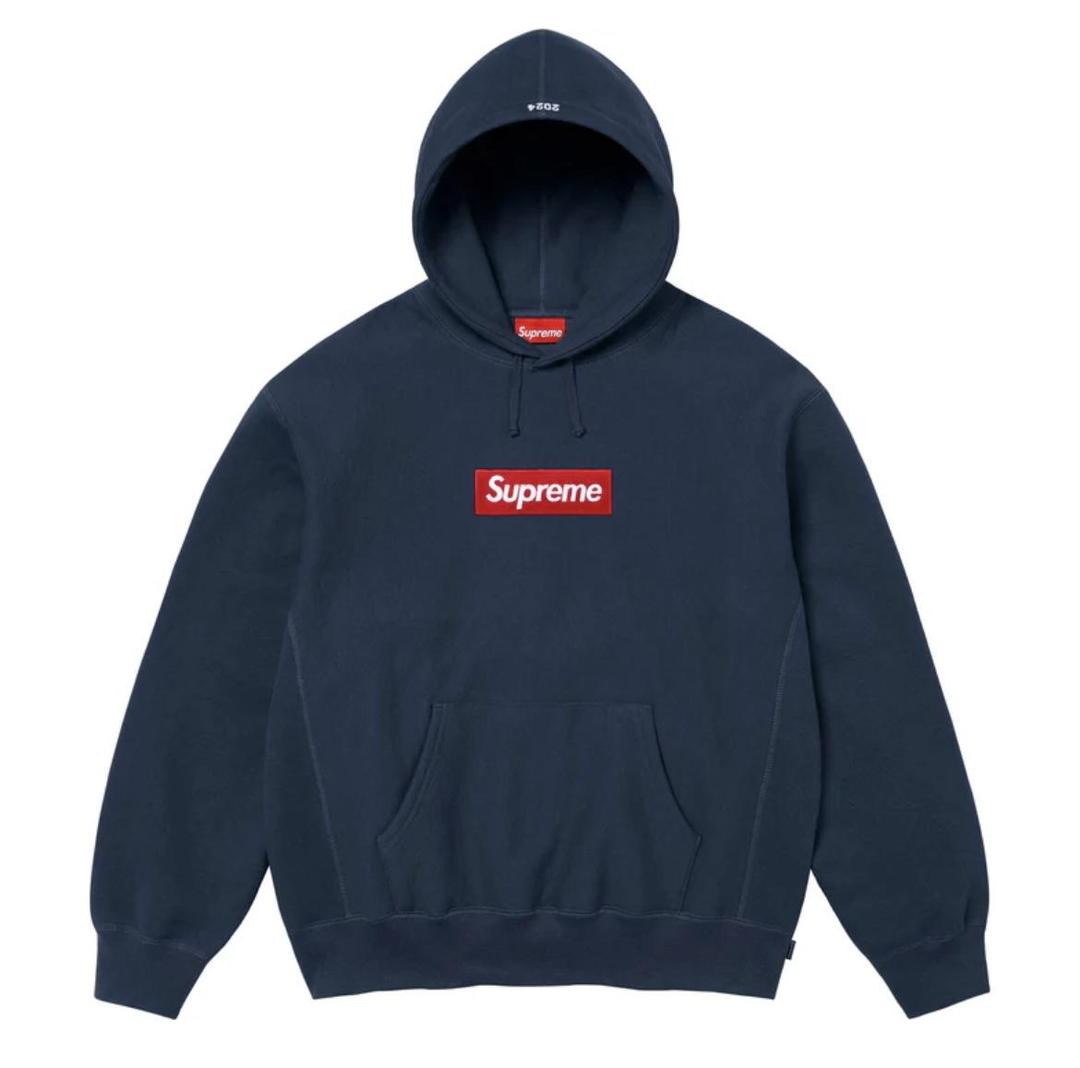 Supreme Box Logo Hooded Sweatshirt Navy 24FW