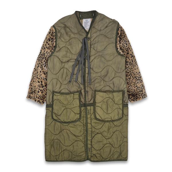 orleans re work quilted leopard long jacket