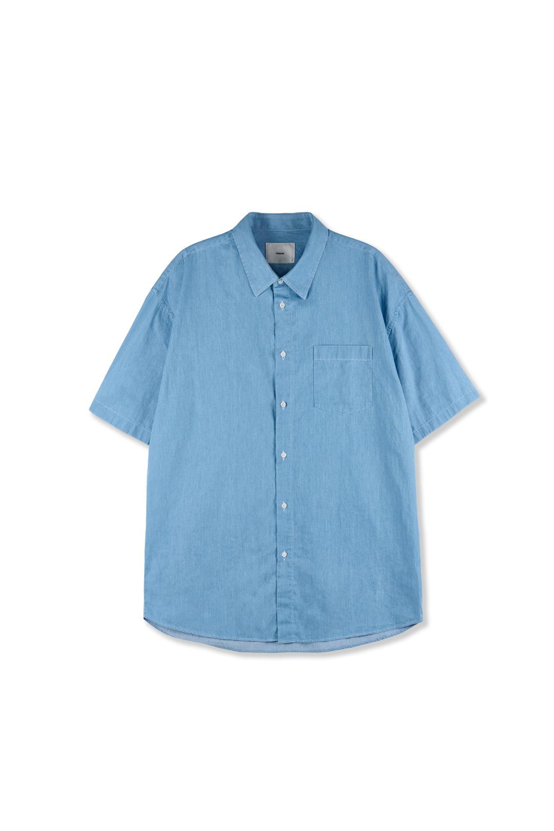 [25'HS] relaxed 1/2 shirts_washed denim