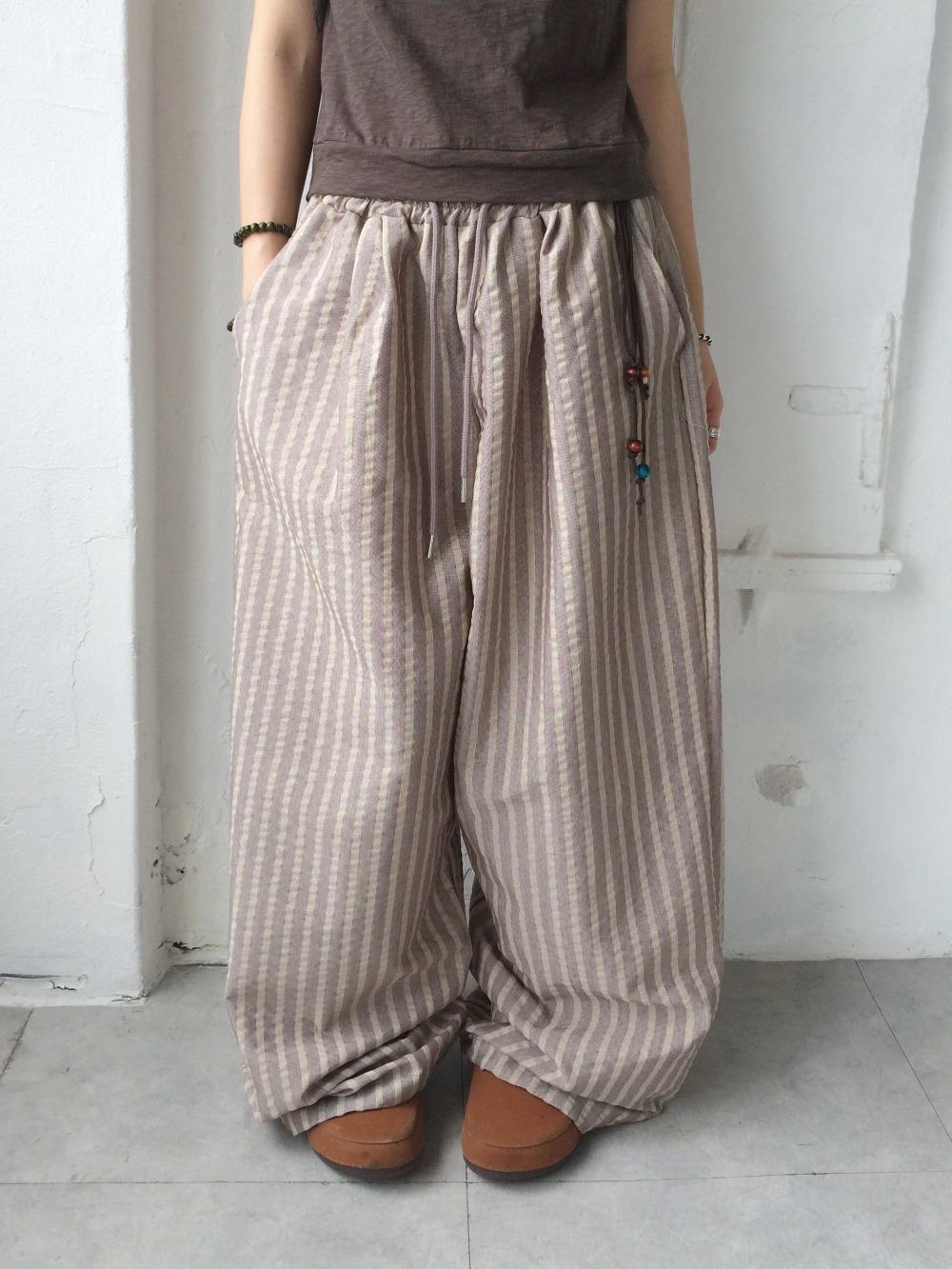 seersucker stripe wide pants 시어서커 스트라이프 와이드 팬츠