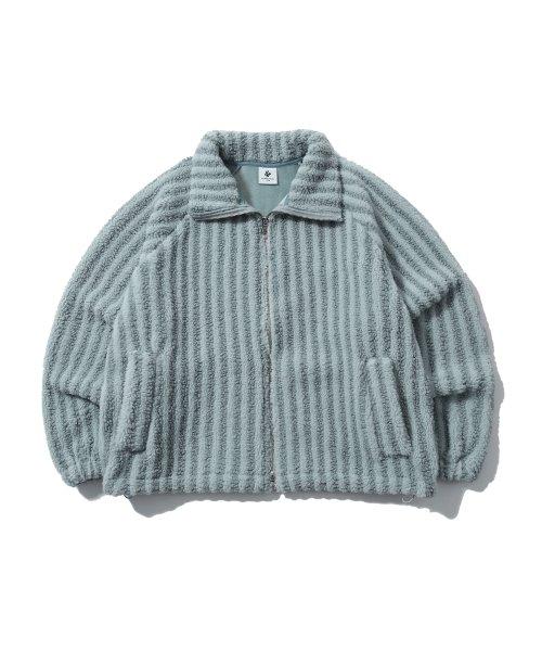 버티칼 라인 퍼 자켓 그레이