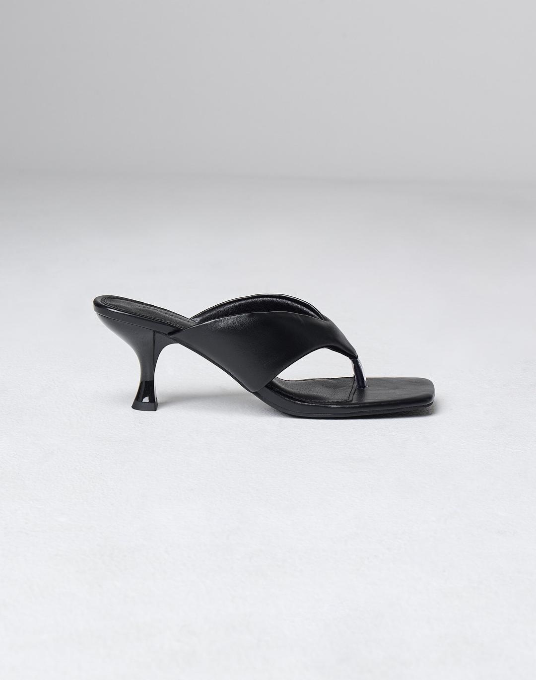 Faux Leather Square Toe Heel