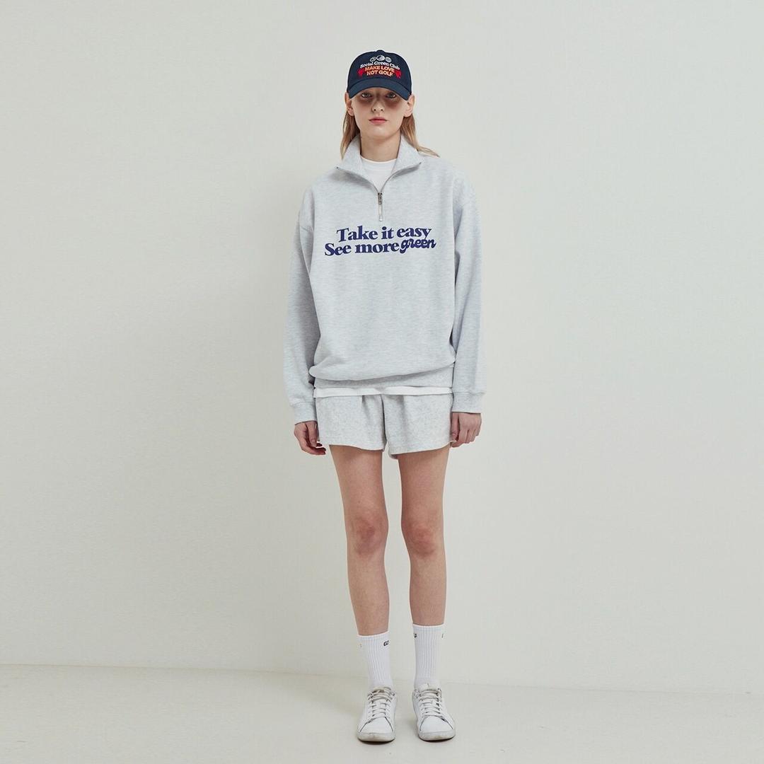 Text Half Zip-up_Light Gray