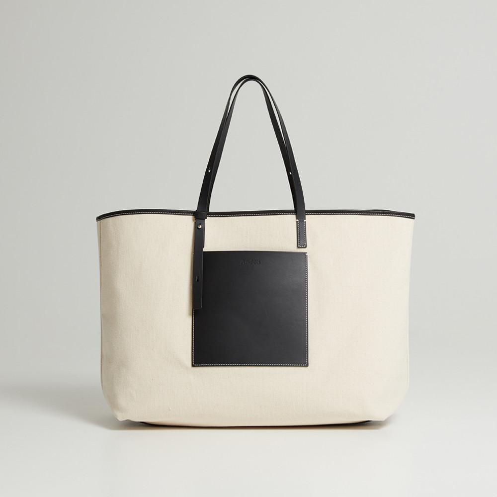 심플 소가죽 컨버스 블랙 쇼퍼백