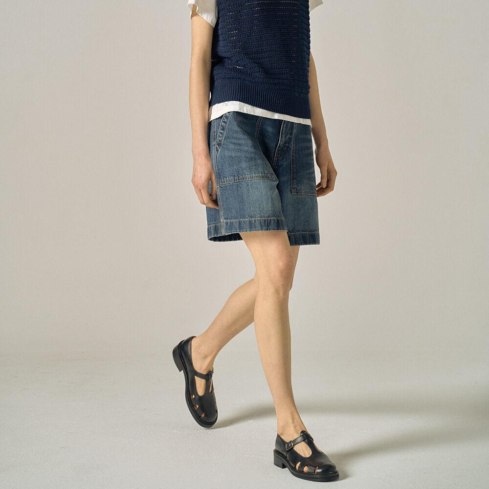 데님 버뮤다 팬츠_vintage washing