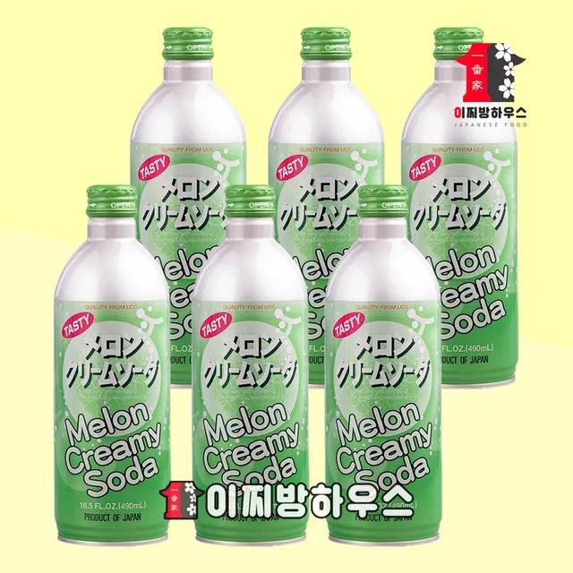 UCC 크림소다 메론맛 490ml x6개 일본사이다 일본음료수 임박할인