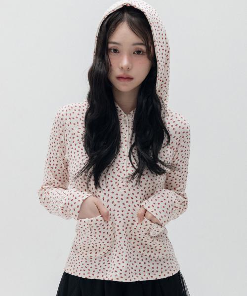 스트로베리 헨리넥 후드 롱슬리브_아이보리