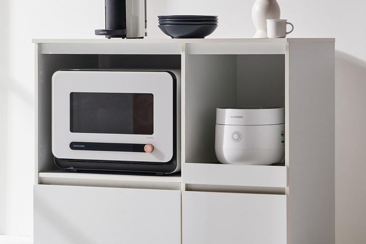 에셀르 1000 광파오븐 렌지대 밥솥 전자렌지 수납장 에어프라이어 선반