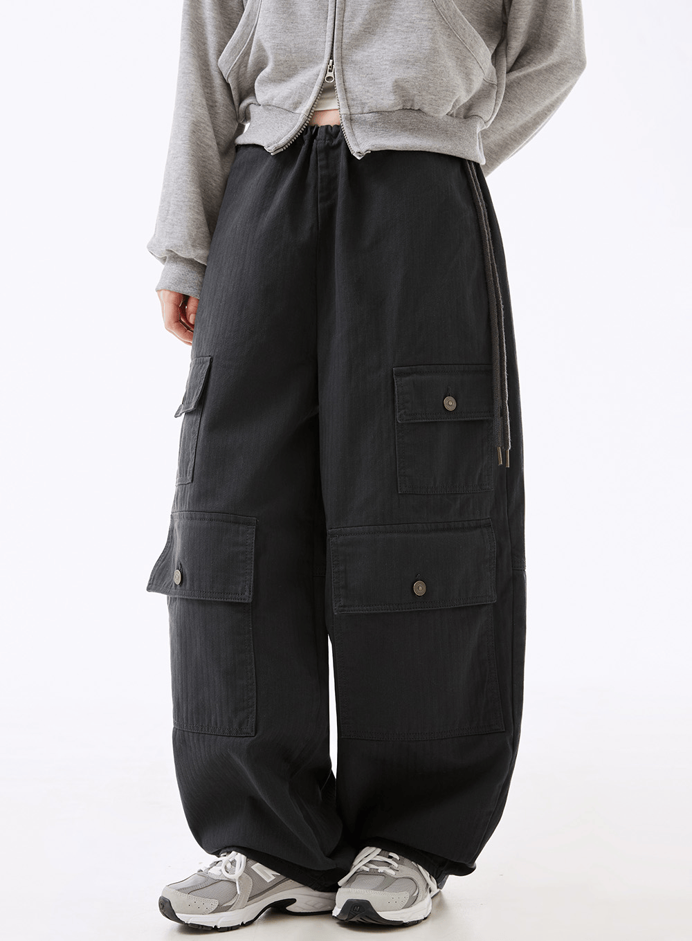 무트 스트링 와이드 코튼팬츠