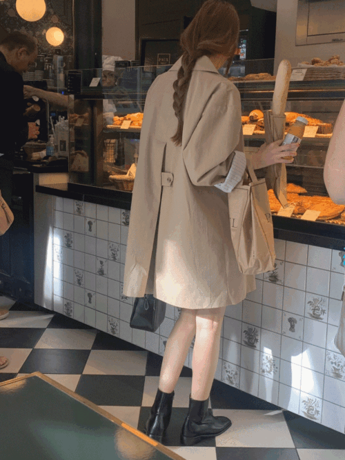 *자체제작*파리 하프 트렌치코트