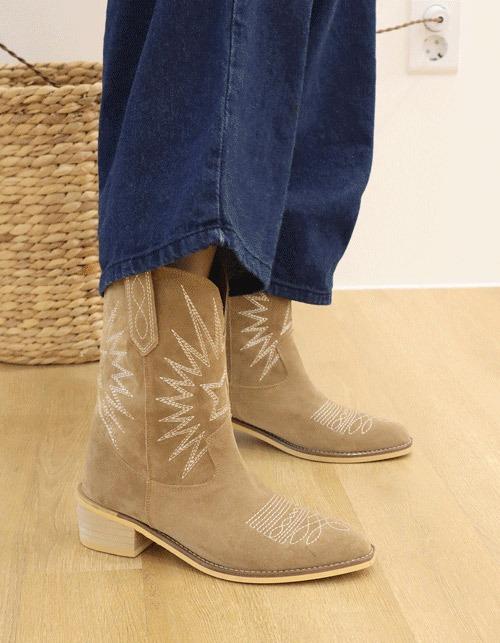 flame stitches western boots (5colors)