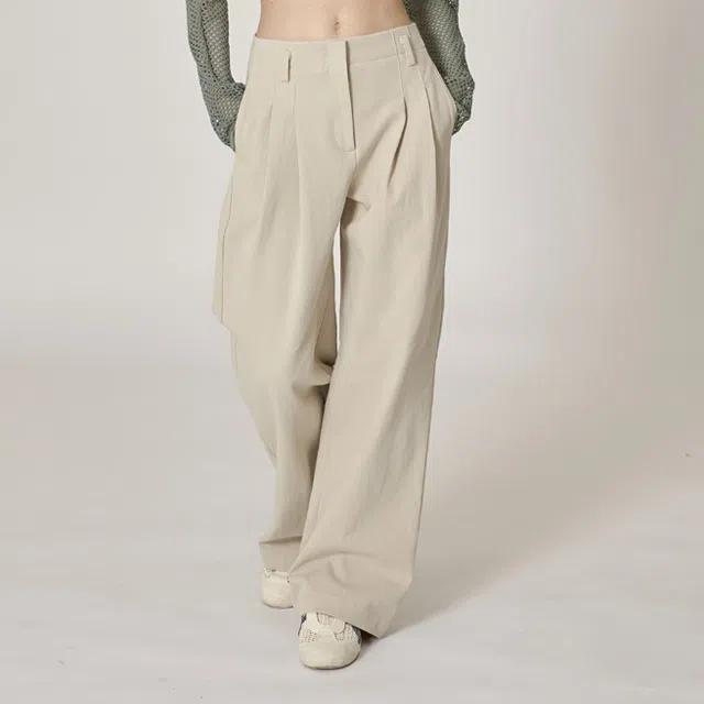 two-tuck W/S chino pants -beige