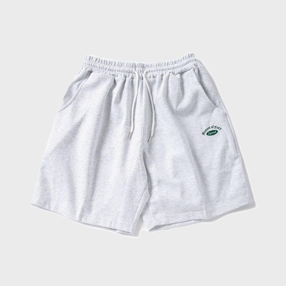 시그니처 자수 로고 쇼츠-라이트 그레이