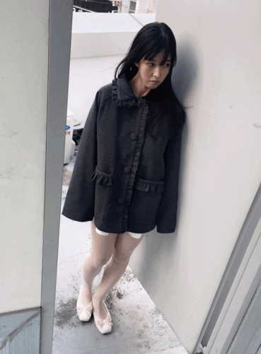 레인블루 frill half baby coat