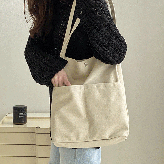 데일리 캔버스 투포켓 무지 에코백 6color