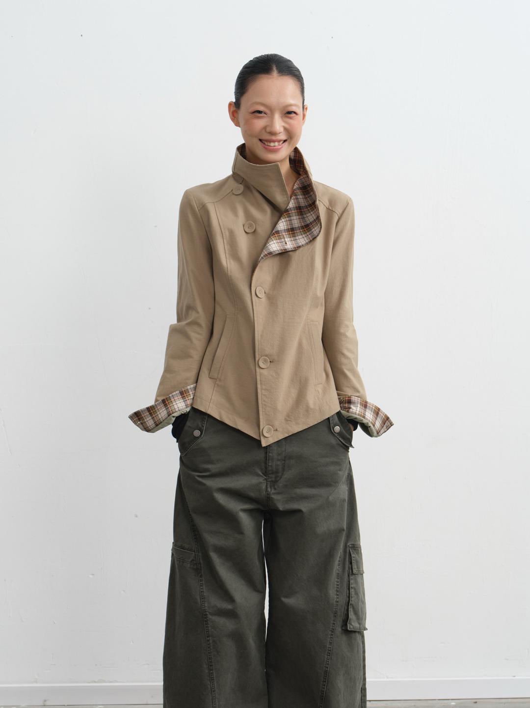 LINY LIBERTY Retro Check Lining Short Jacket