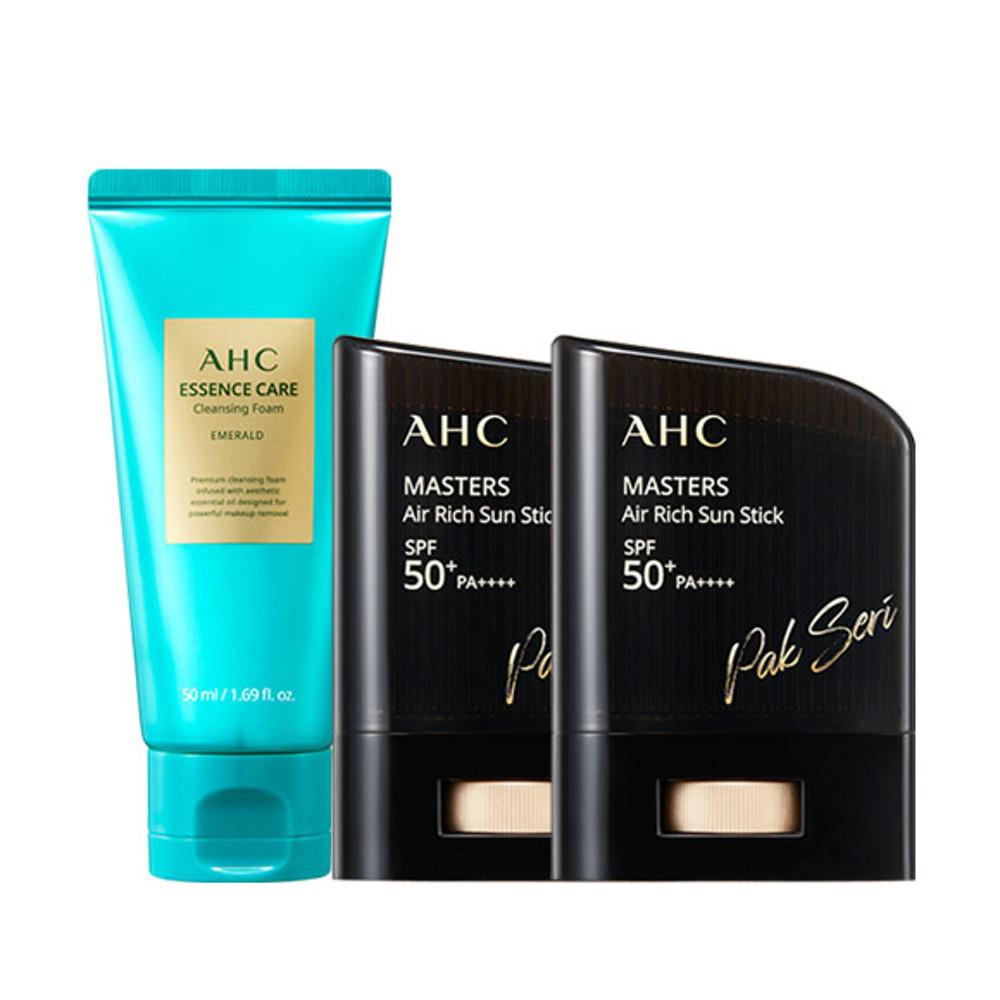 [선스틱더블구성]AHC 마스터즈 에어리치 선스틱 14g+14g+클렌징폼 50ml
