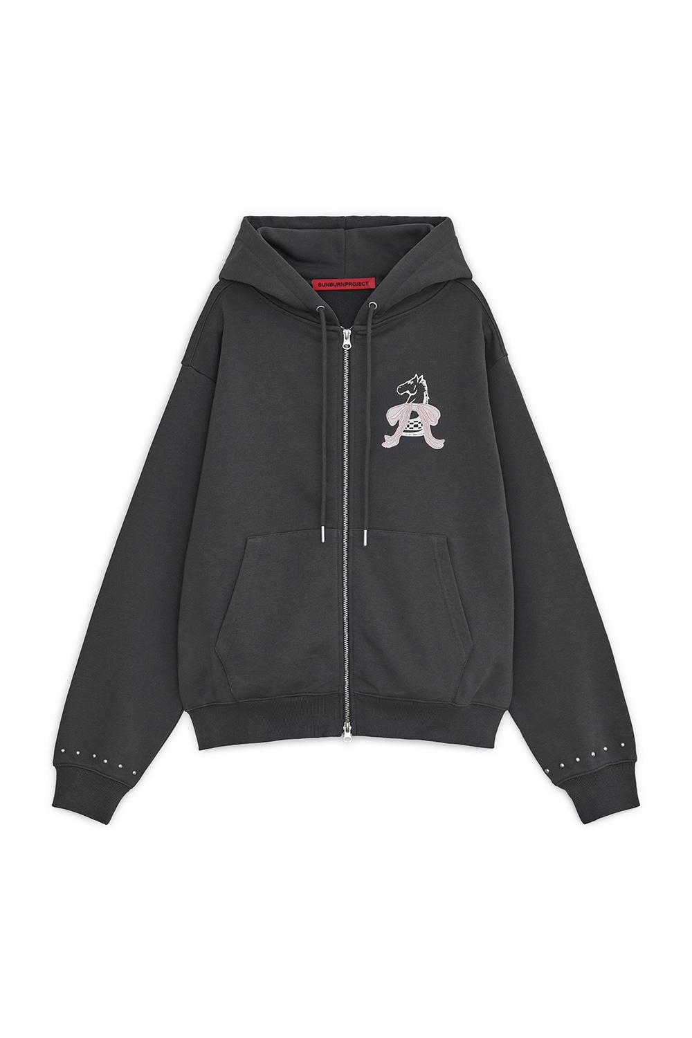 MUSTANG HOODIE ZIP-UP, CHARCOAL