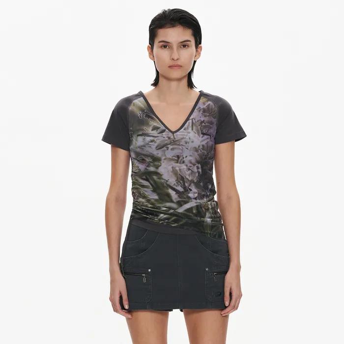 Printed Mesh Top Charcoal