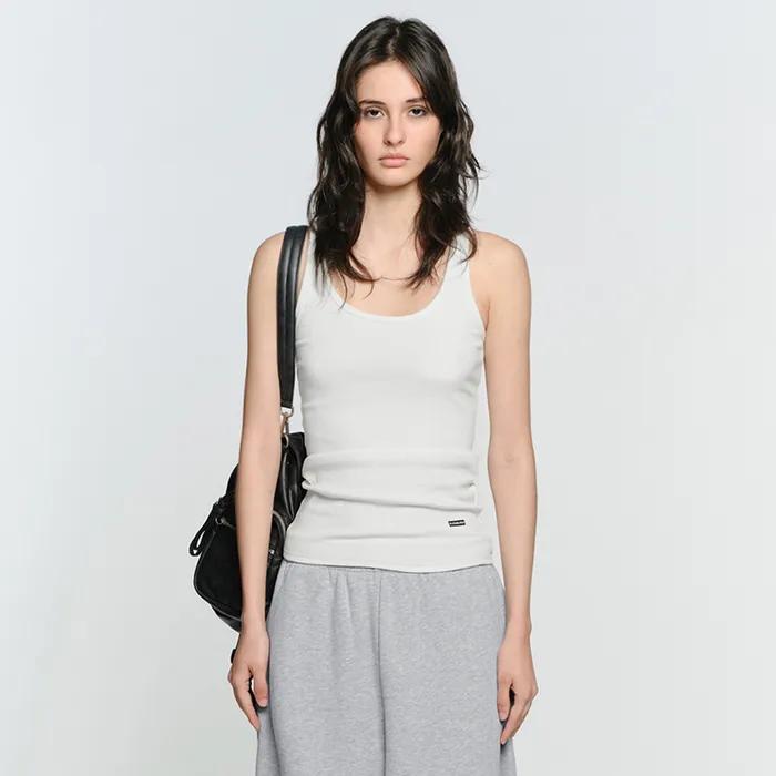 EASY ROUND NECK SLEEVELESS TOP, WHITE