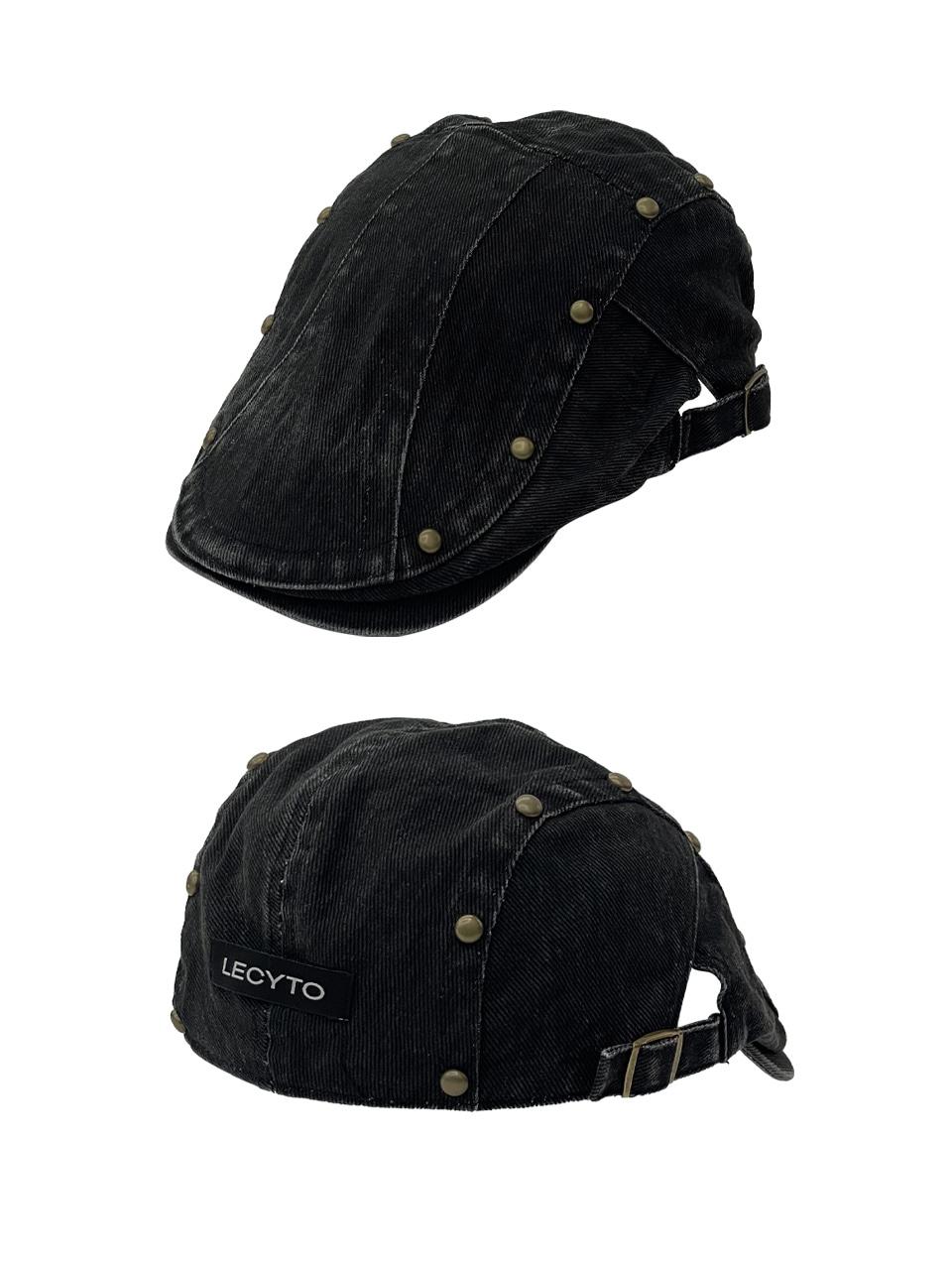 [예약 배송 07.08] Stud Washed Hunting Cap_[Black]