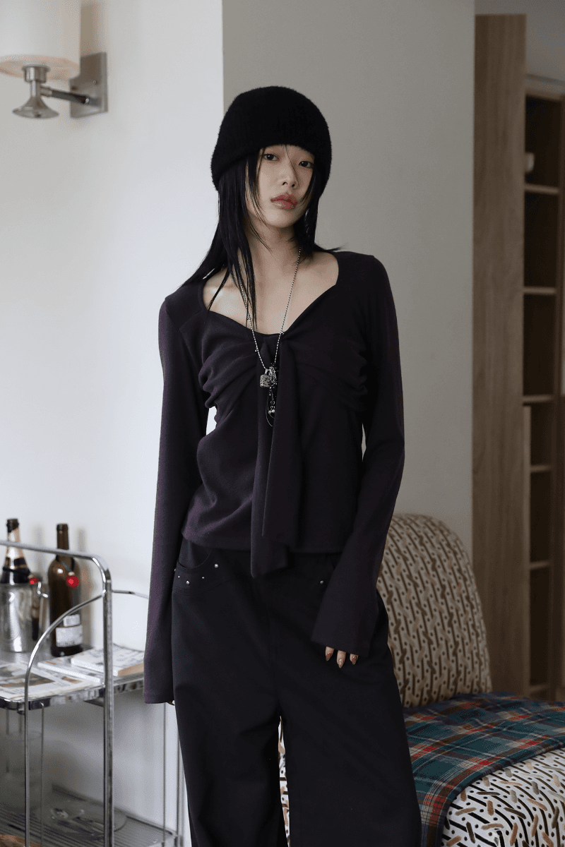 기모) 러쉬 리본 티셔츠