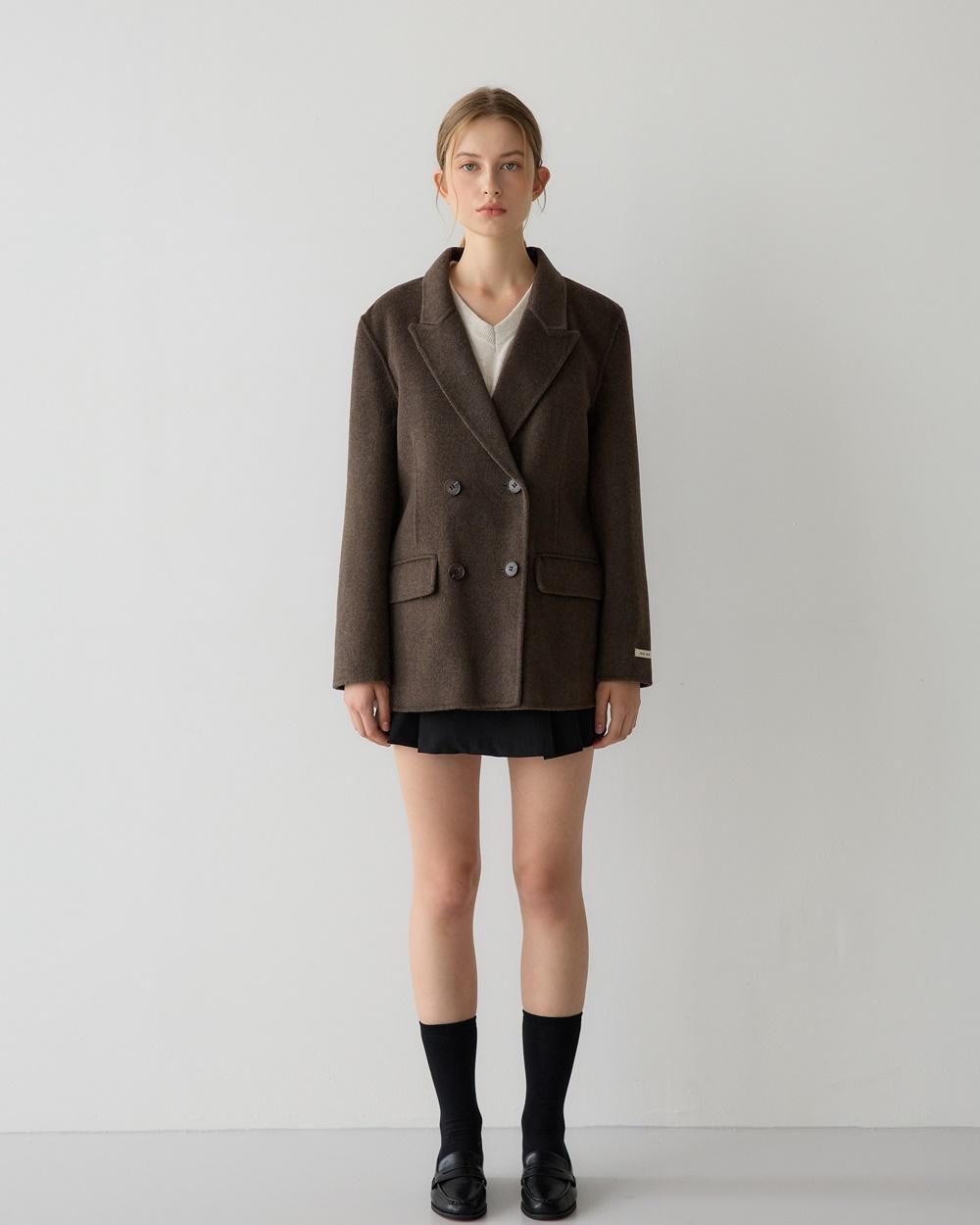 베이직 하프 코트 - 브라운