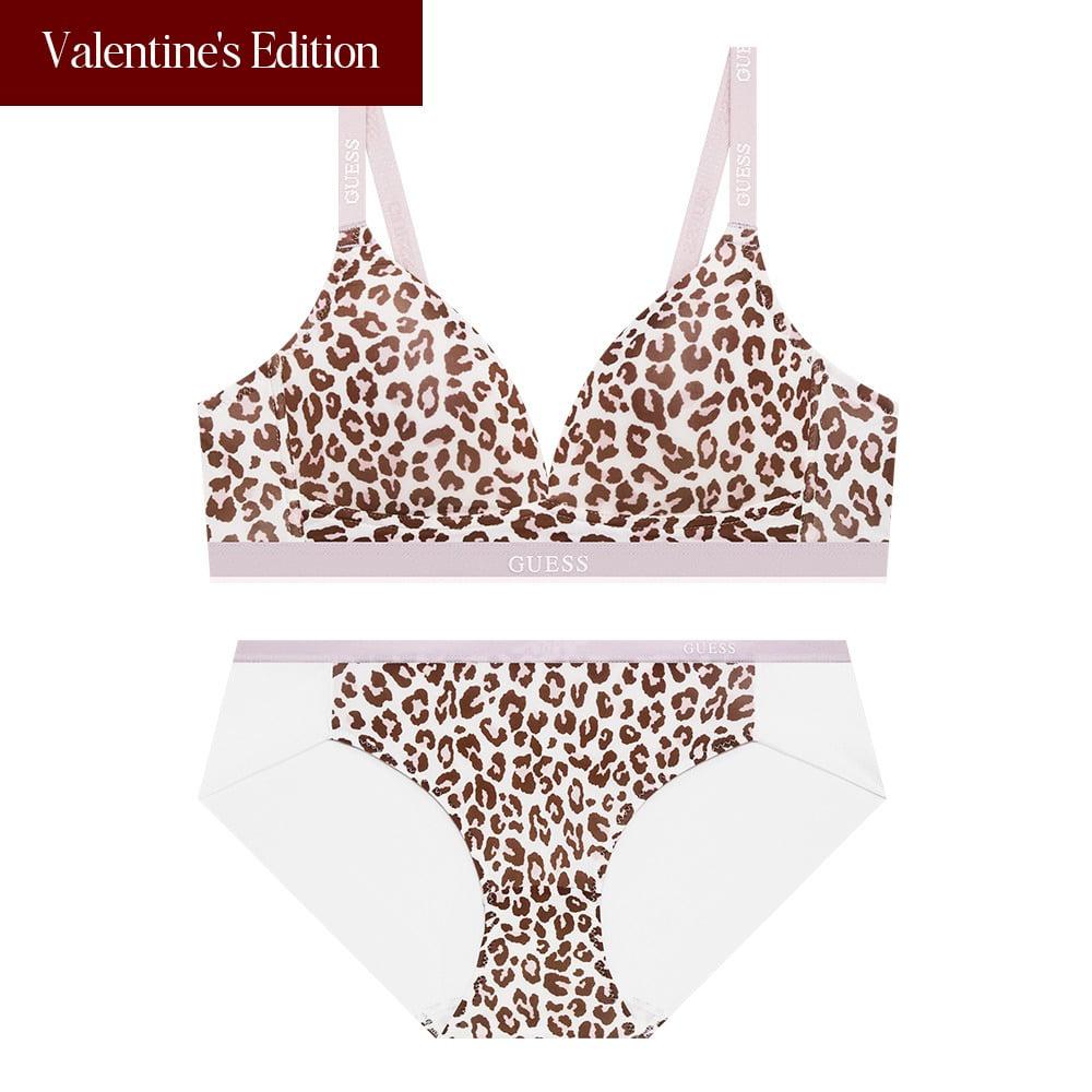 핑크 레오파드 노와이어 브라 - 핑크