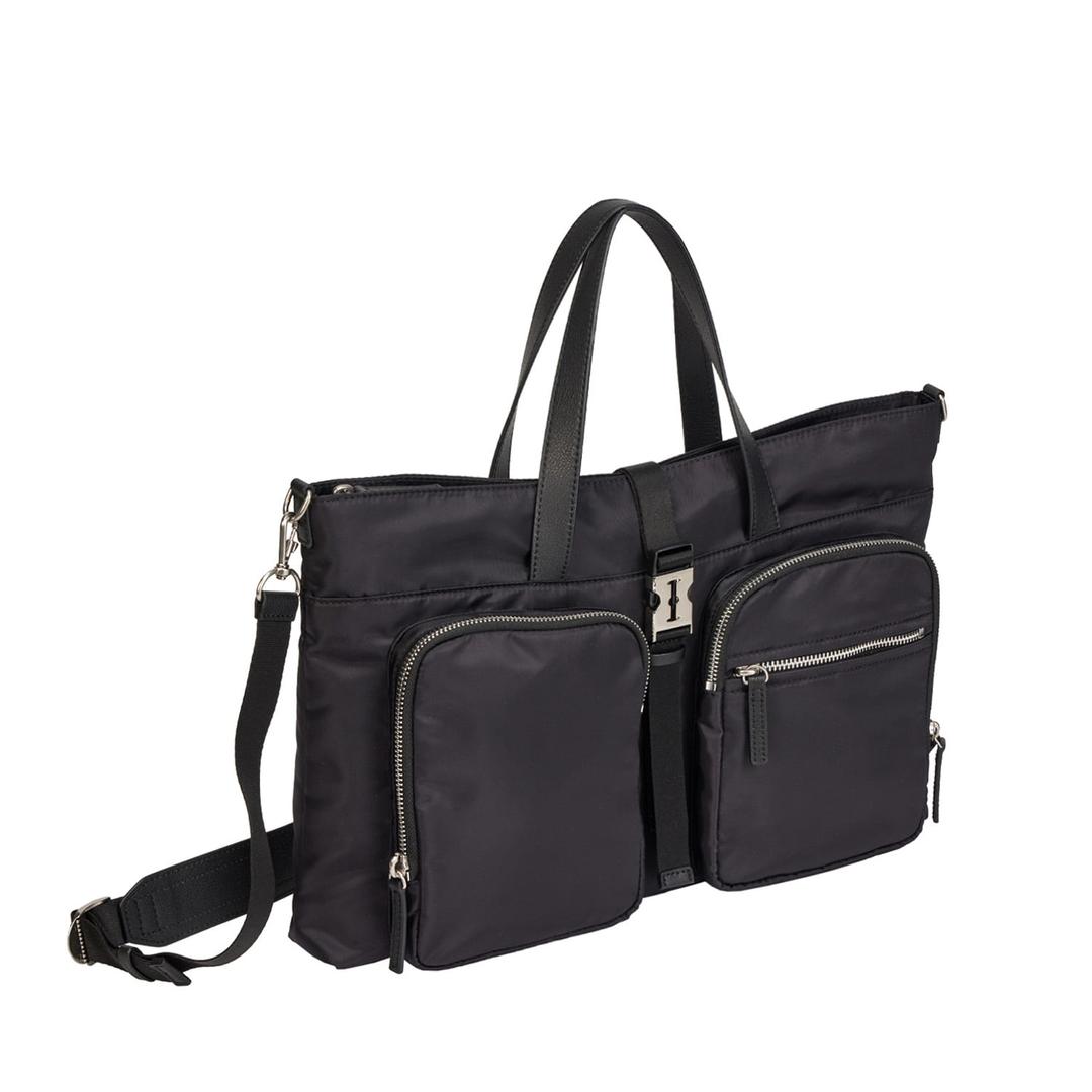 Hey Double Pocket Tote M (헤이 더블 포켓 토트 미듐) Black