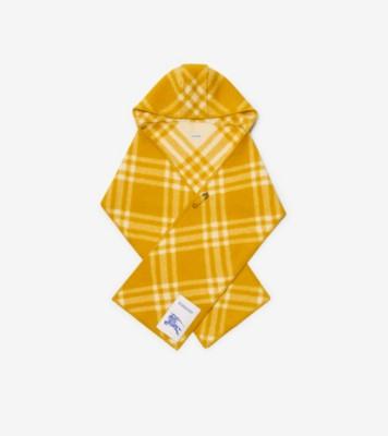 체크 울 후드 스카프 (페어 옐로) | 공식 Burberry®