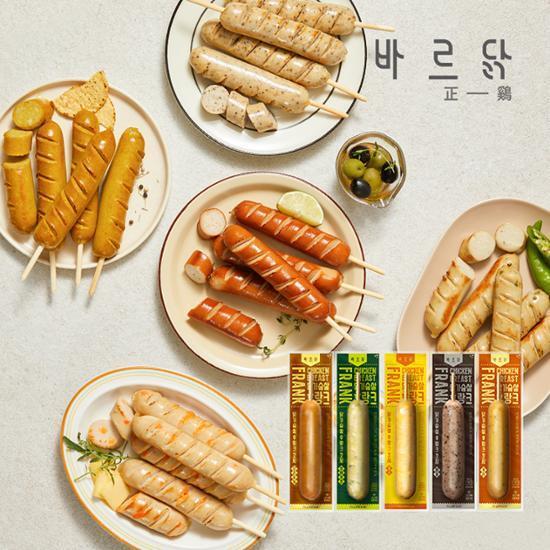 바르닭 닭가슴살 후랑크 꼬치 70g 5종 1팩