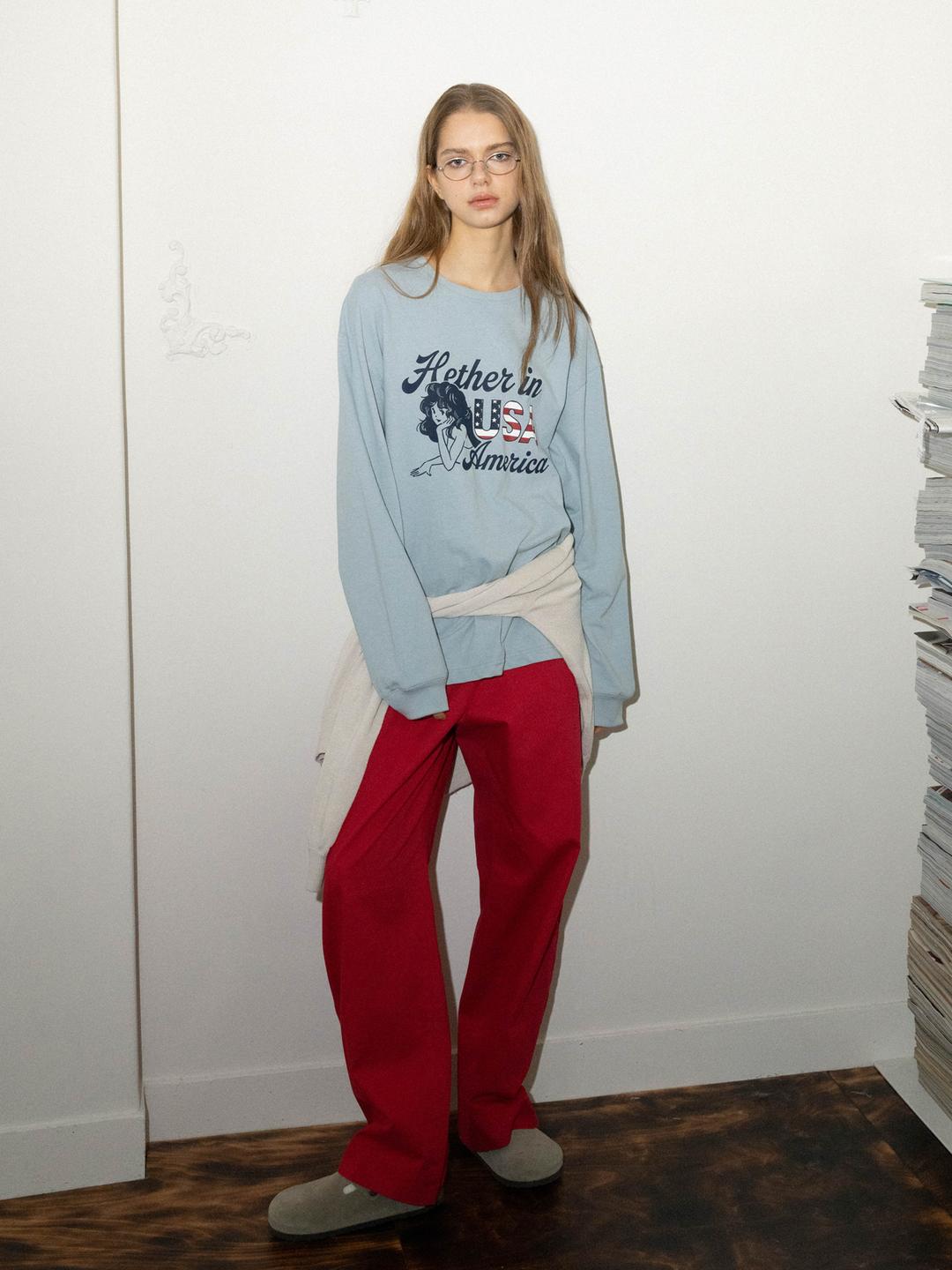 america long sleeve tee (vintage blue)