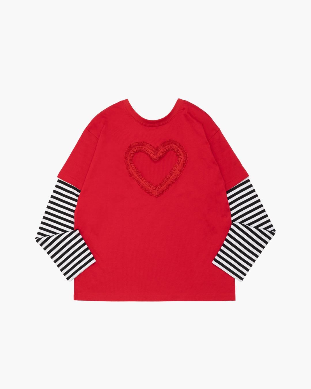 LAYERED LACE HEART T (RED)