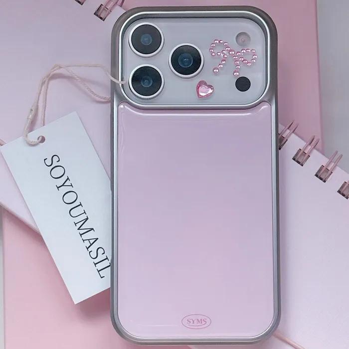 [아이폰/갤럭시] Soft Pink 맥세이프 에폭시 케이스 (블랙/실버)